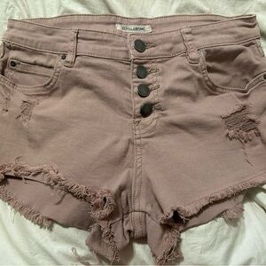 Billabong button fly distressed denim shorts